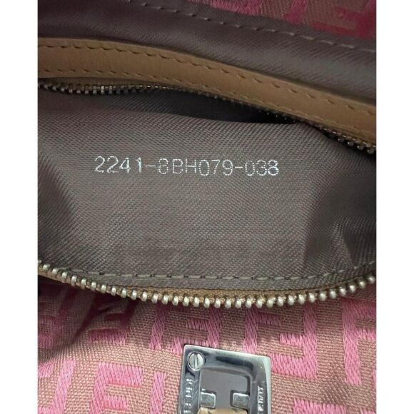 Rare Vintage FENDI Pink Monogram FF Zucca Logo Embossed Canvas Top Handl… - Picture 10 of 14